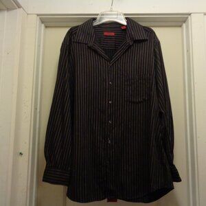 RETRO MAN DESIGNER ALFANI GANGSTER CLUB BLACK W STRIPES SHIRT X L